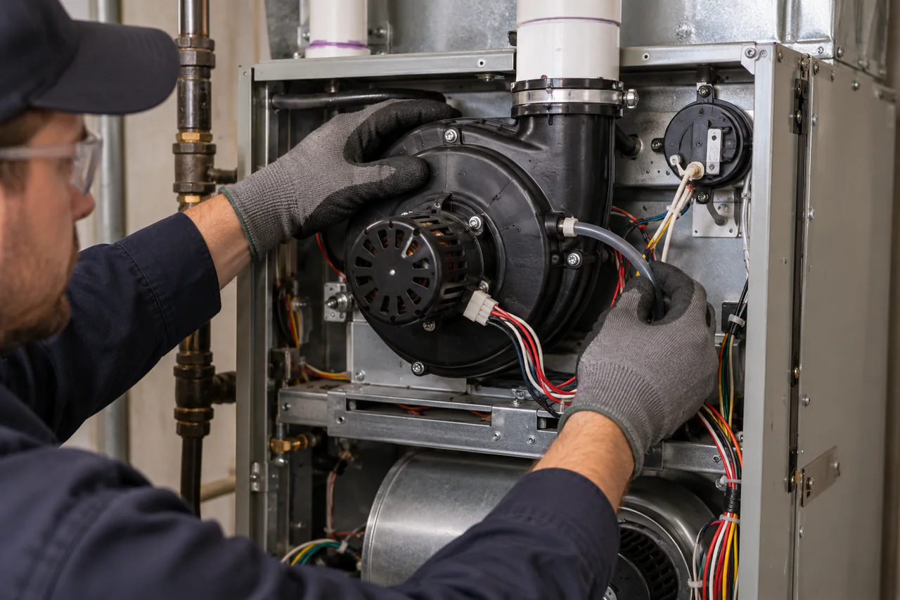 Furnace inducer motor replacement in Herriman