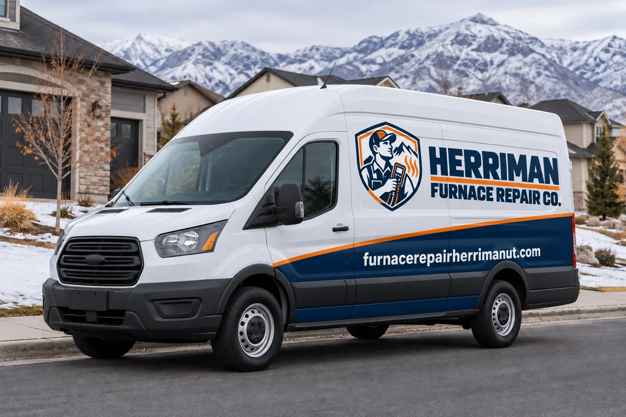 Herriman Furnace Repair Co. branded service vehicle in Herriman, Utah